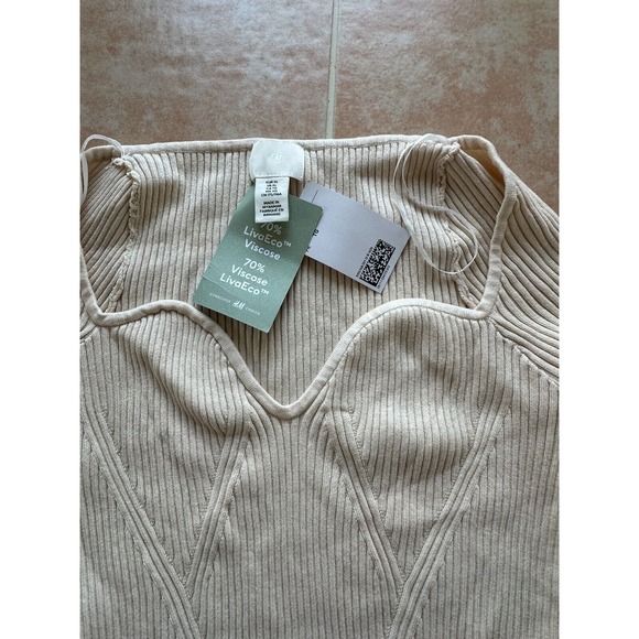 H & M Ribbed Long-sleeved ribbed top Liva-Eco Viscose Size XL - Picture 4 of 6